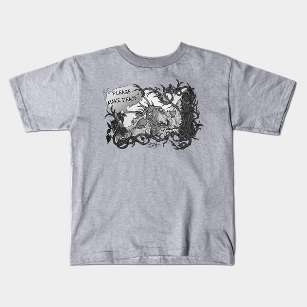 PLS MAKE PEACE Kids T-Shirt by EYESofCORAL